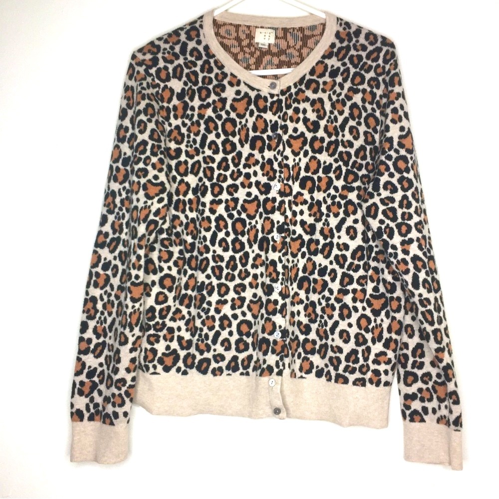 a new day brown & black leopard cardigan sweater XXL